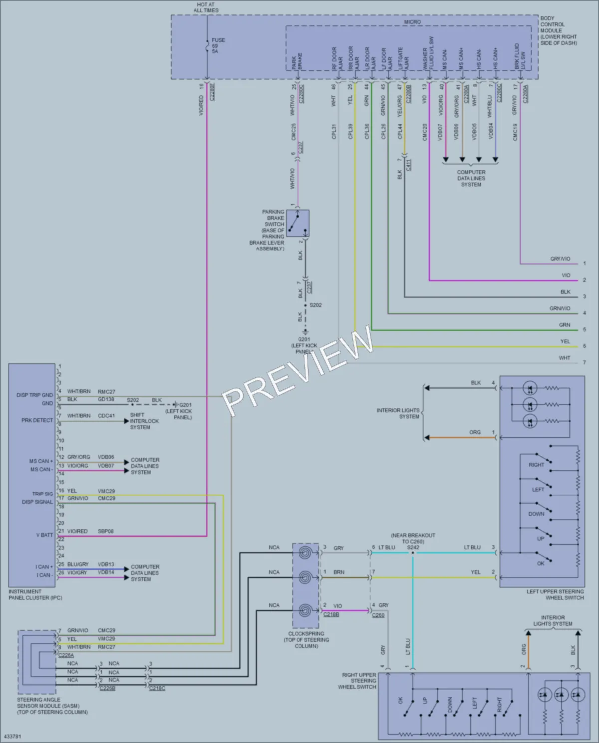 2014 Ford Focus Instrument Cluster wiring diagram preview
