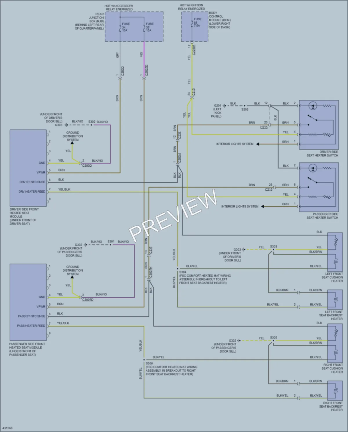 2014 Ford Focus Power Seats wiring diagram preview