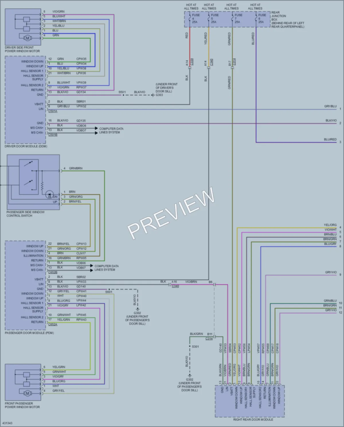 2014 Ford Focus Power Windows wiring diagram preview