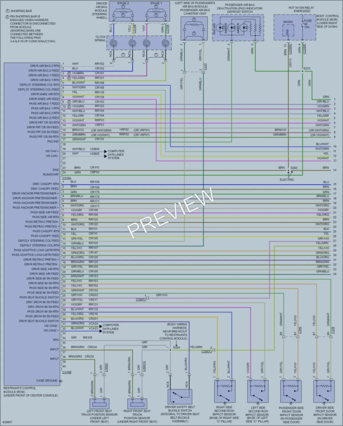 2014 Ford Focus Supplemental Restraints wiring diagram preview