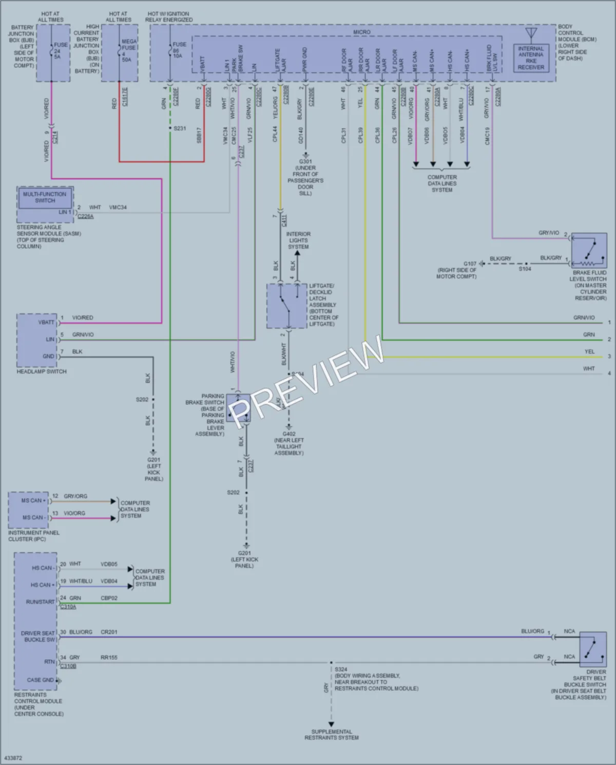 2014 Ford Focus Warning Systems wiring diagram preview