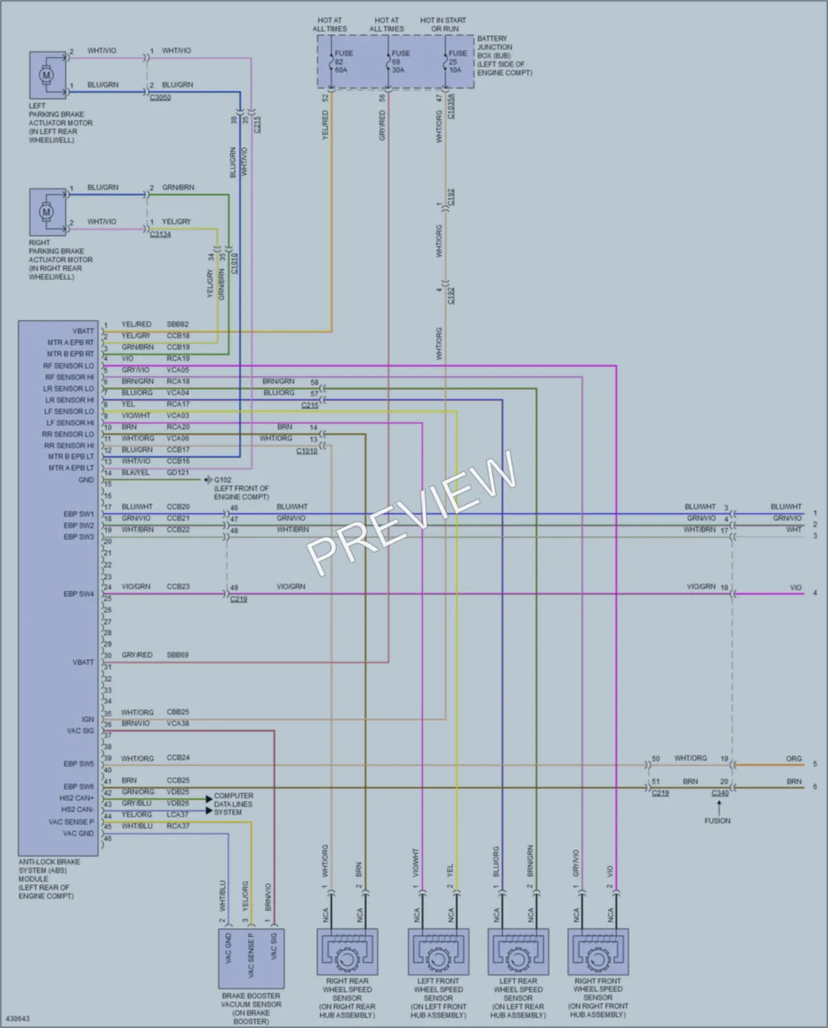 2014 Ford Fusion Anti Lock Brakes wiring diagram preview