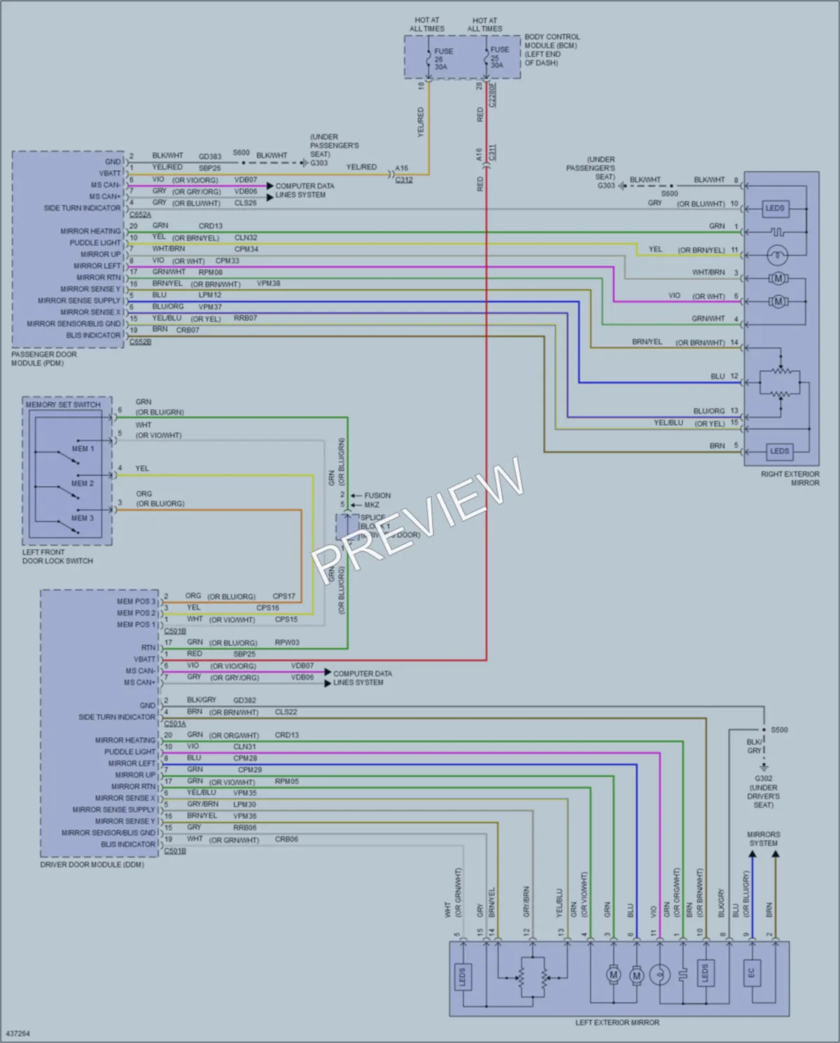 2014 Ford Fusion Memory Systems wiring diagram preview