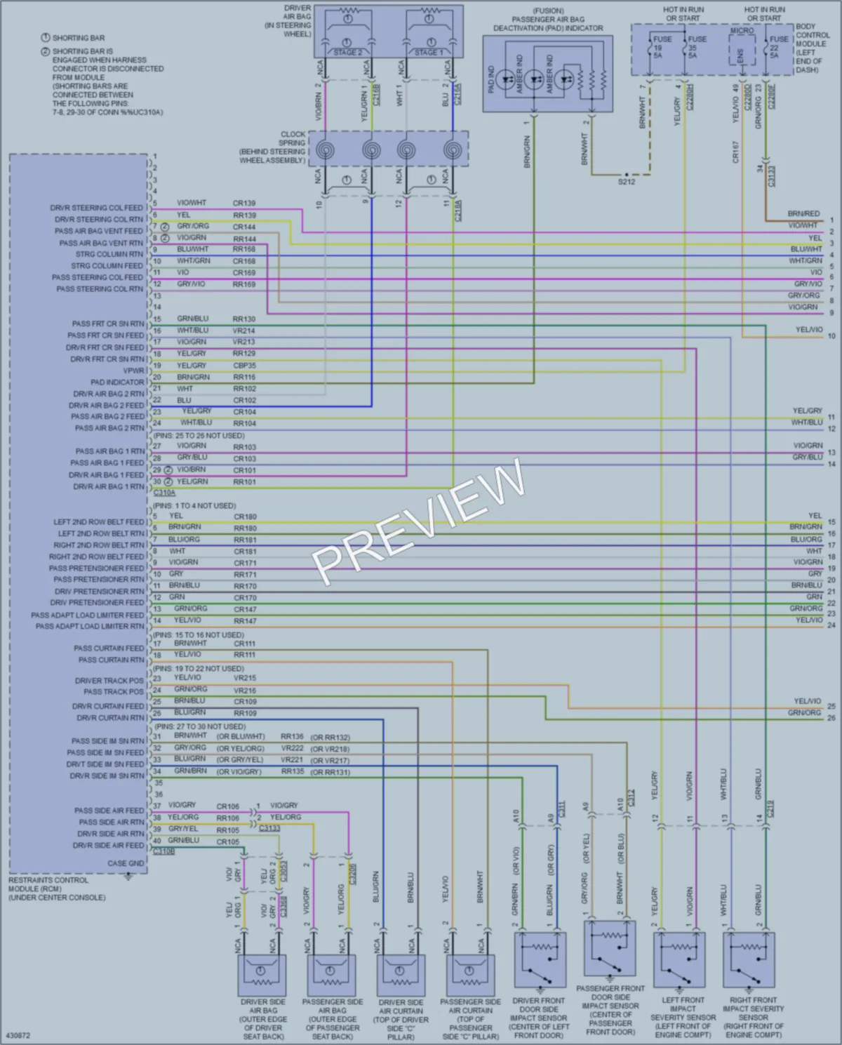 2014 Ford Fusion Supplemental Restraints wiring diagram preview