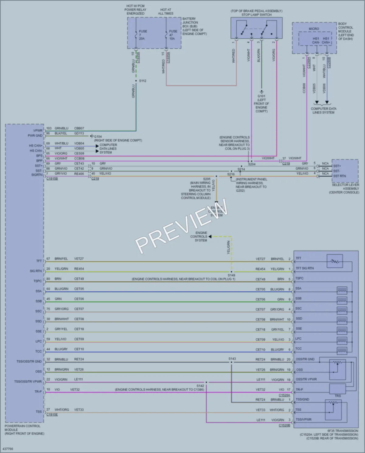2014 Ford Fusion Transmission wiring diagram preview