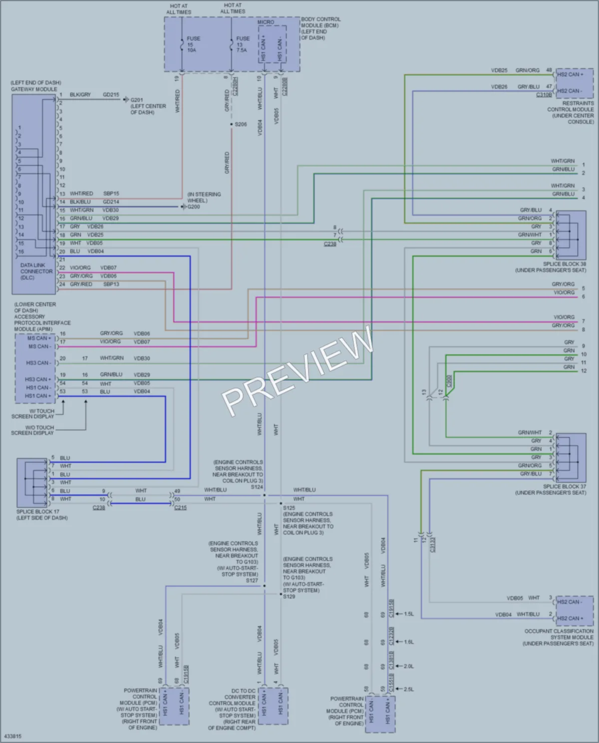 2014 Ford FusionEnergi Computer Data Lines wiring diagram preview