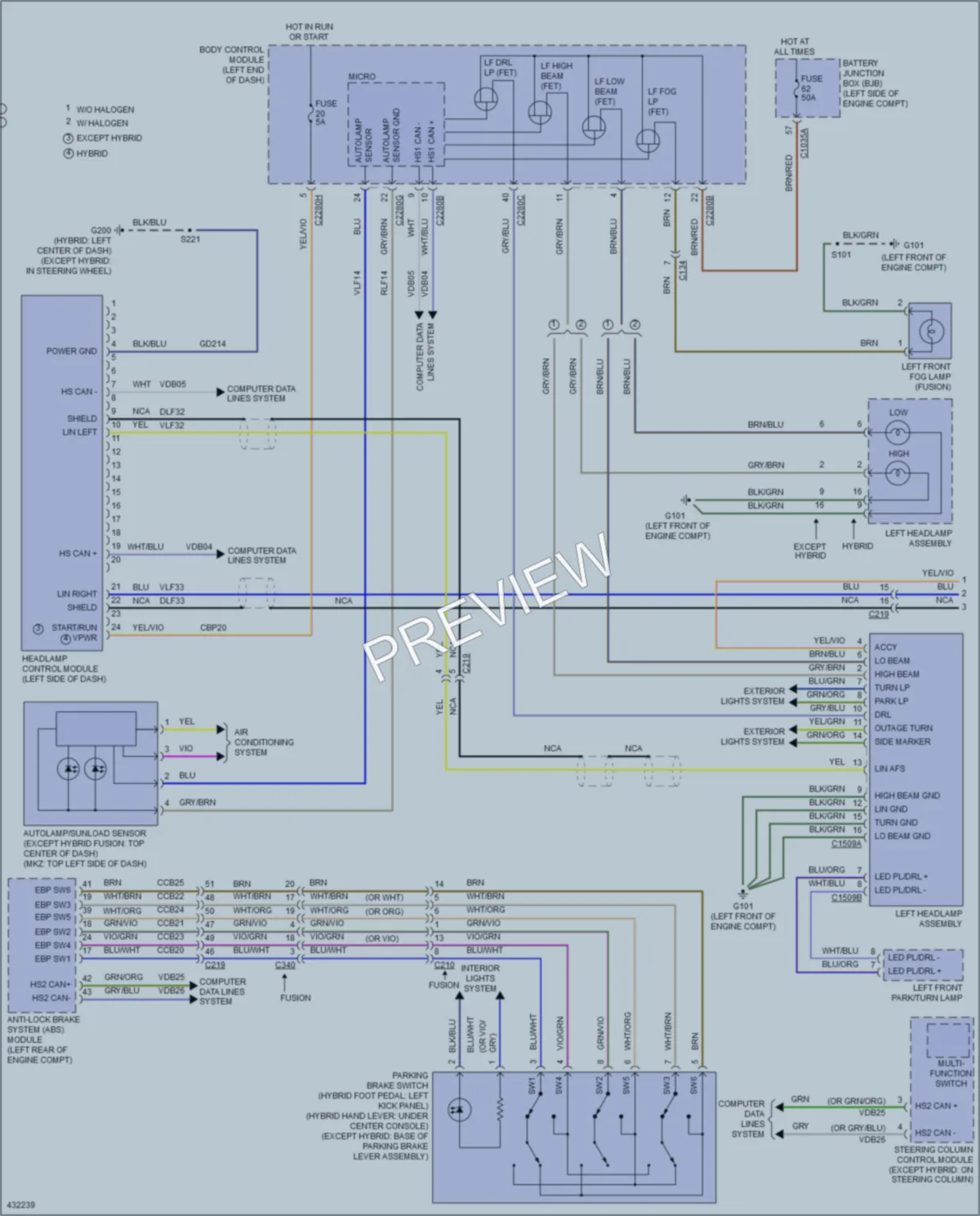 2014 Ford FusionEnergi Headlights wiring diagram preview