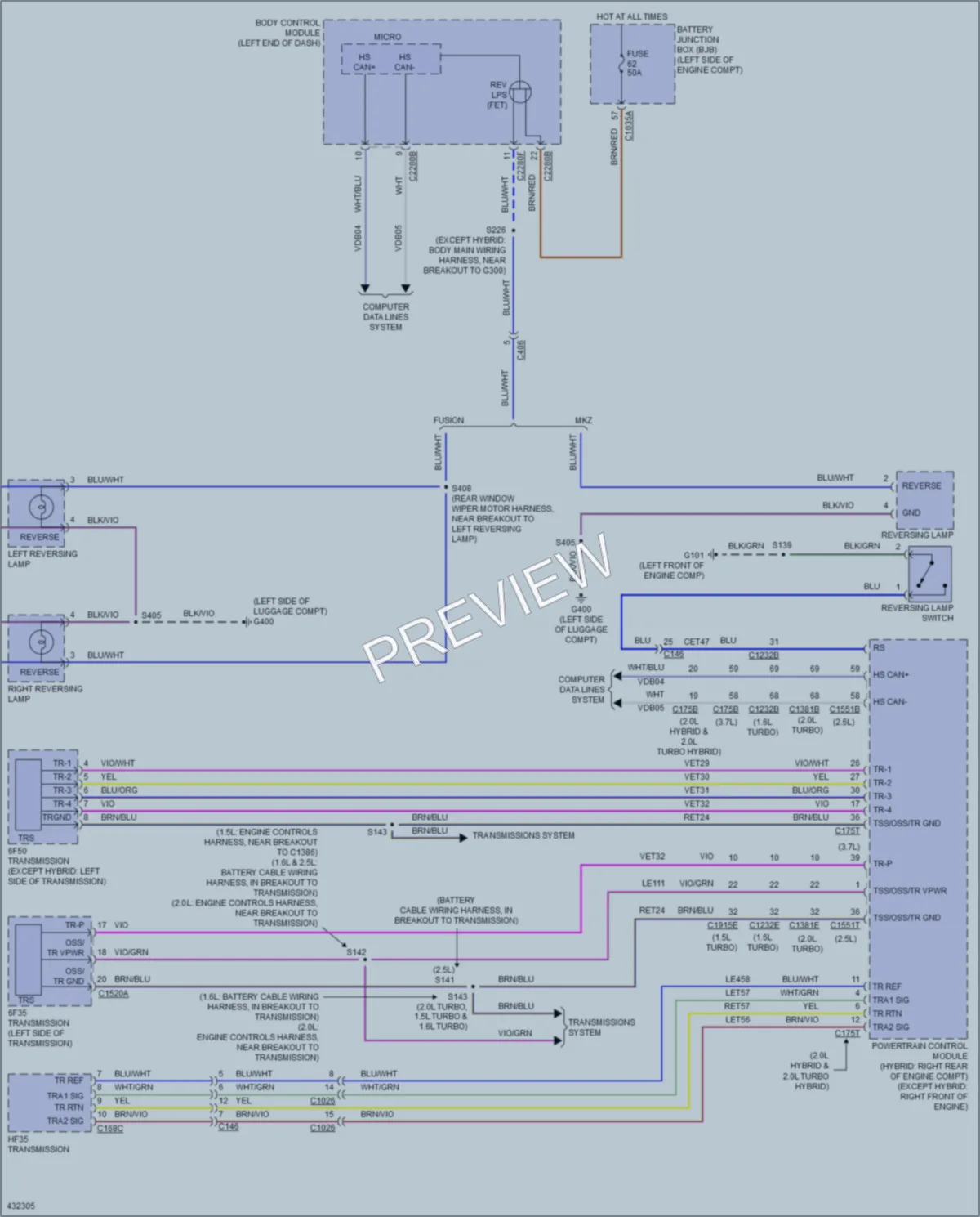 2014 Ford FusionHybrid Exterior Lights wiring diagram preview