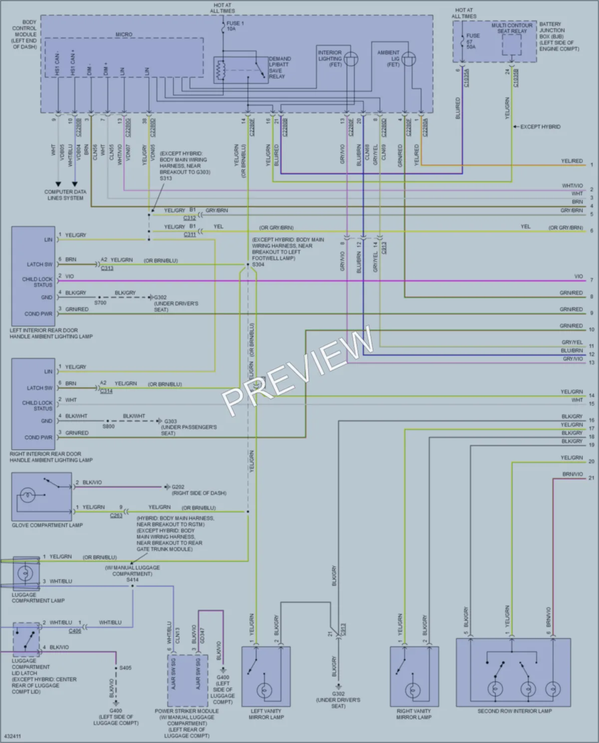 2014 Ford FusionHybrid Interior Lights wiring diagram preview