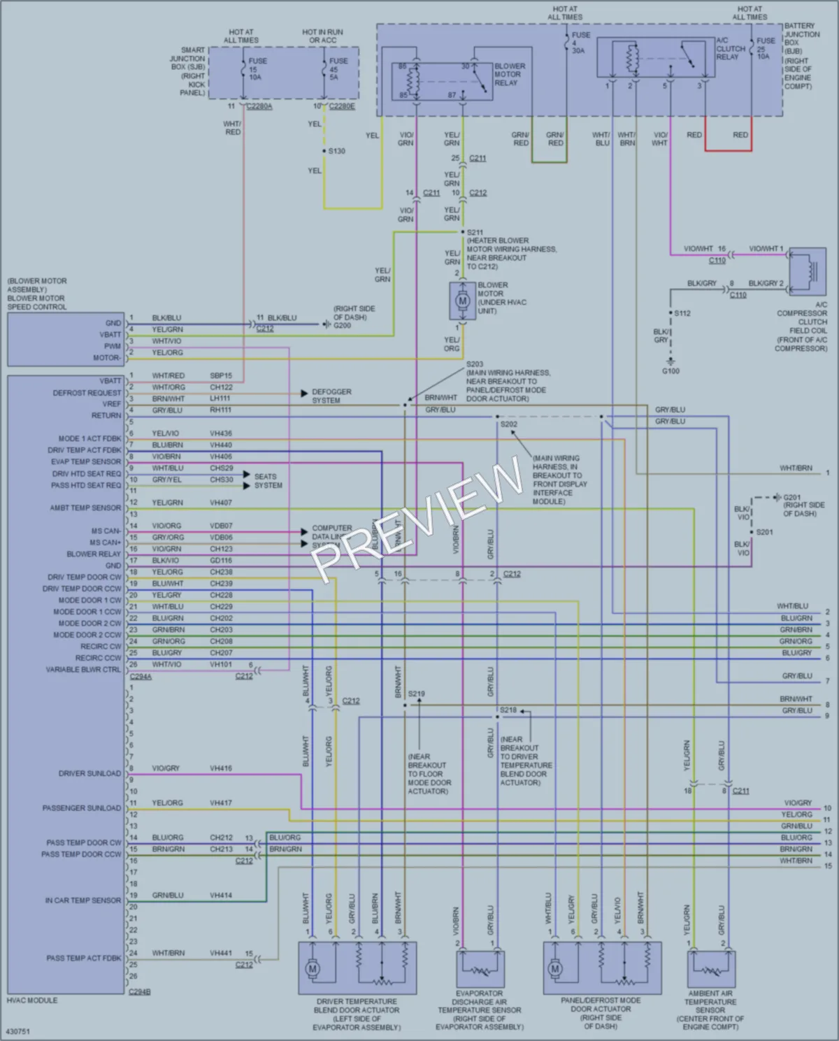 2014 Ford Mustang Air Conditioning wiring diagram preview