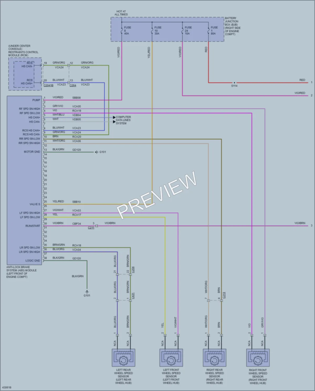 2014 Ford Mustang Anti Lock Brakes wiring diagram preview