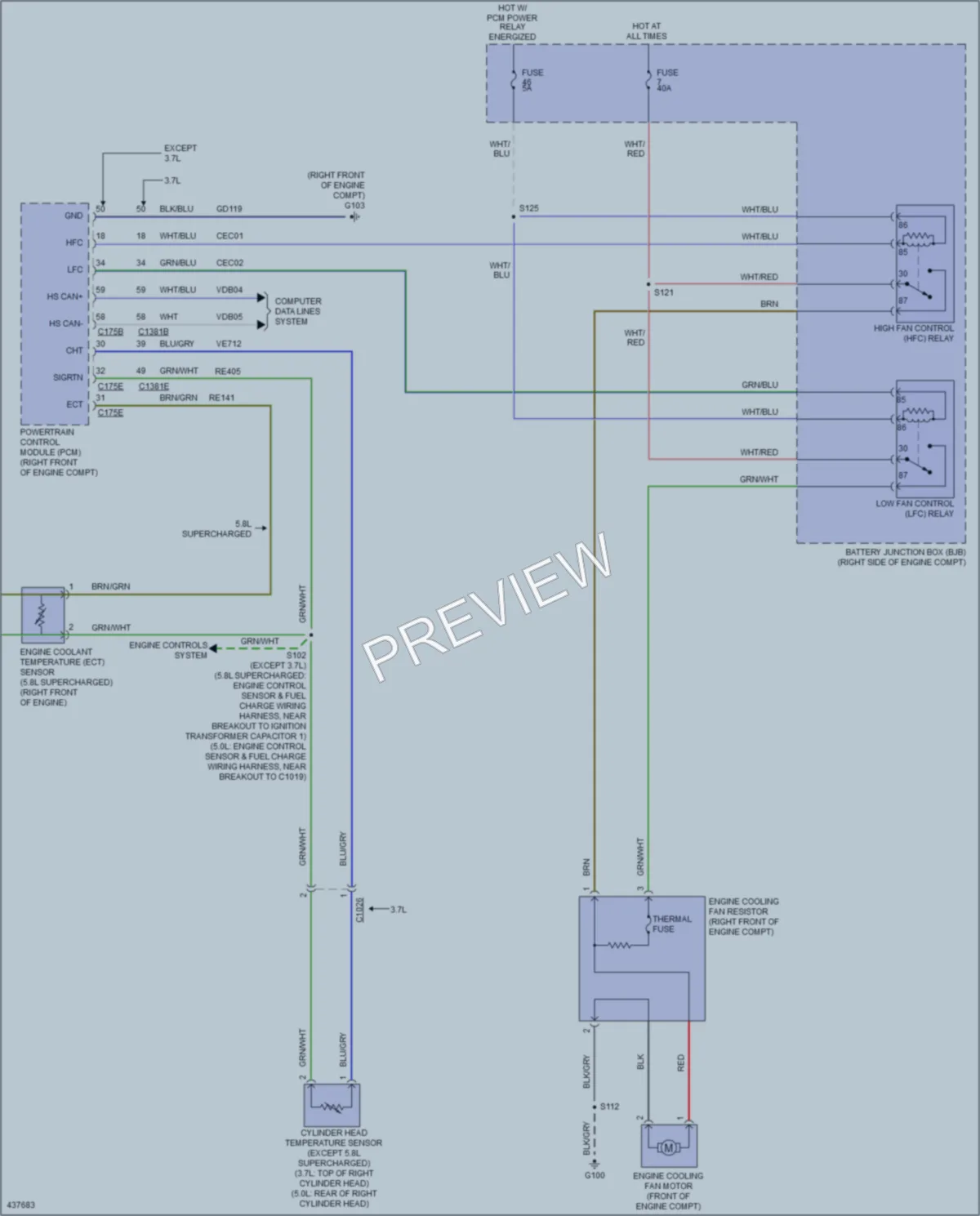 2014 Ford Mustang Cooling Fan wiring diagram preview