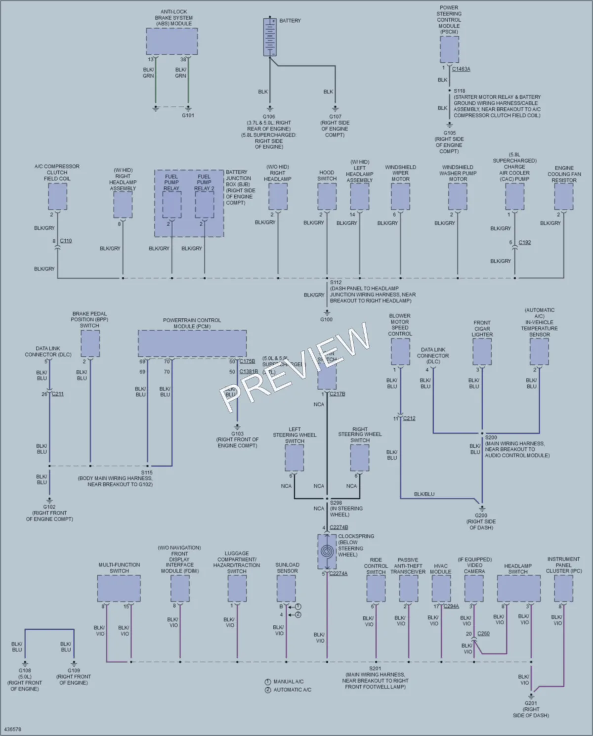 2014 Ford Mustang Ground Distribution wiring diagram preview