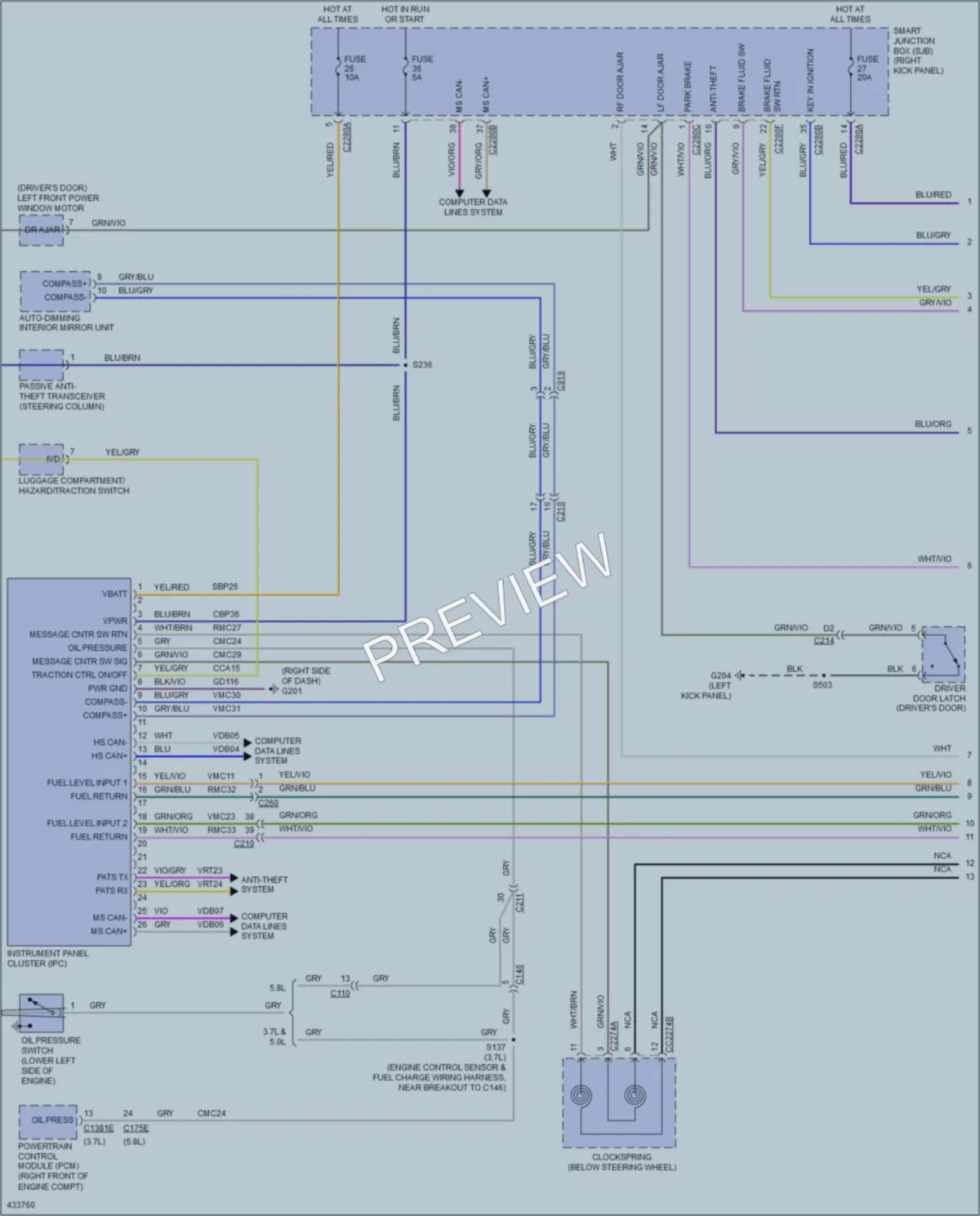 2014 Ford Mustang Instrument Cluster wiring diagram preview