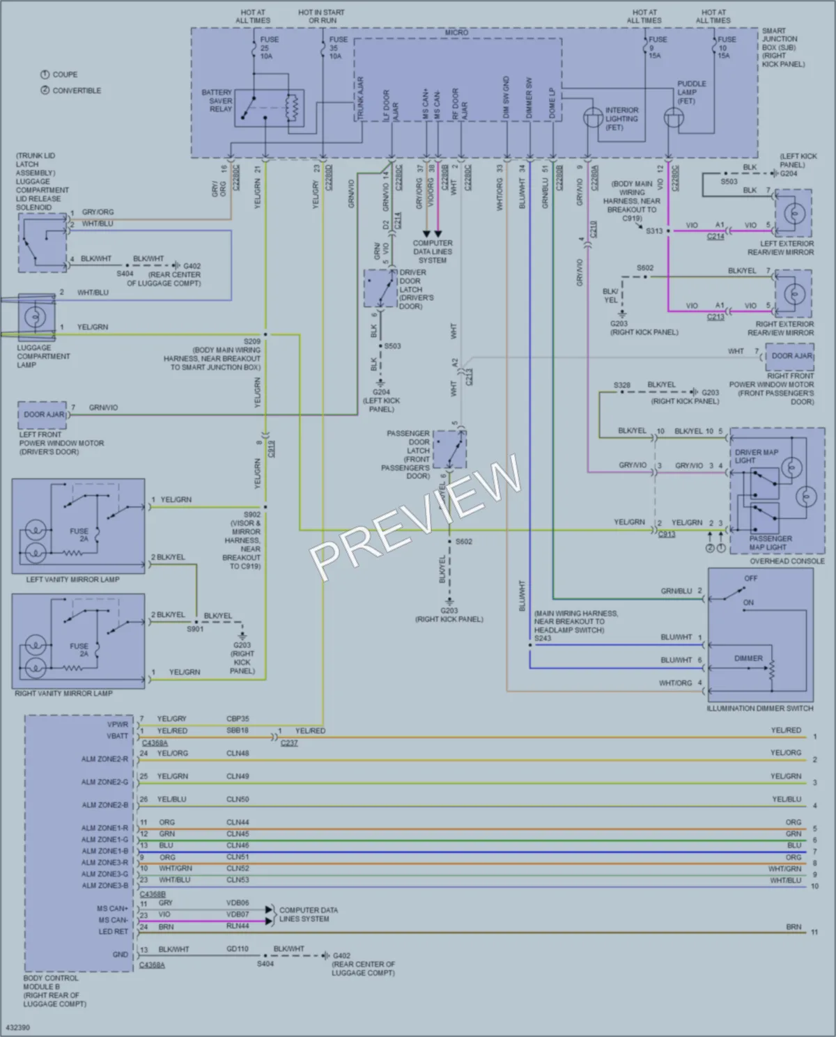 2014 Ford Mustang Interior Lights wiring diagram preview