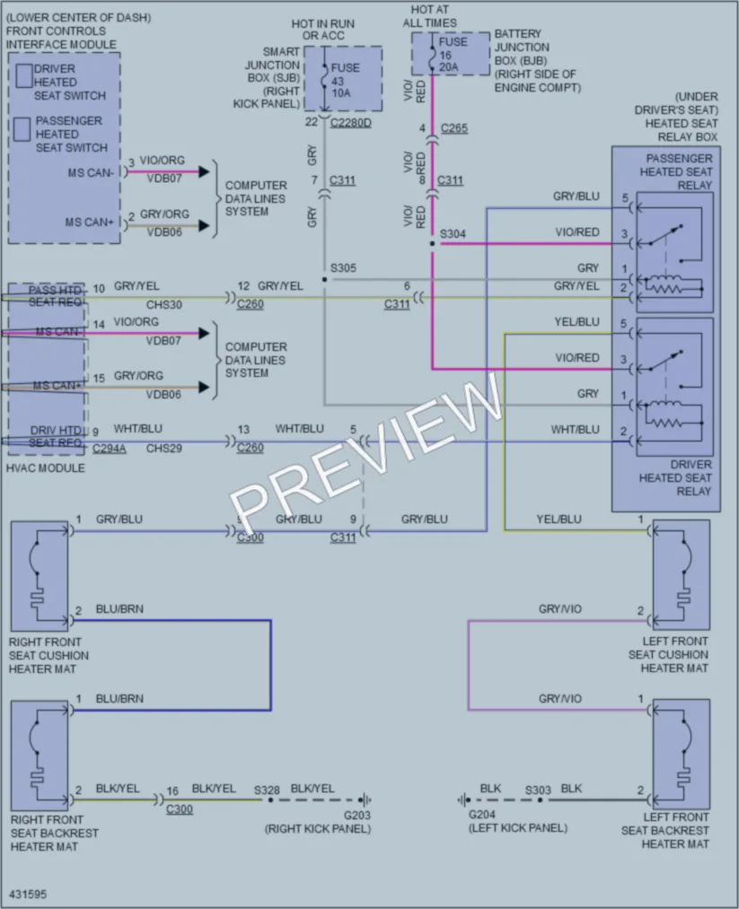 2014 Ford Mustang Power Seats wiring diagram preview
