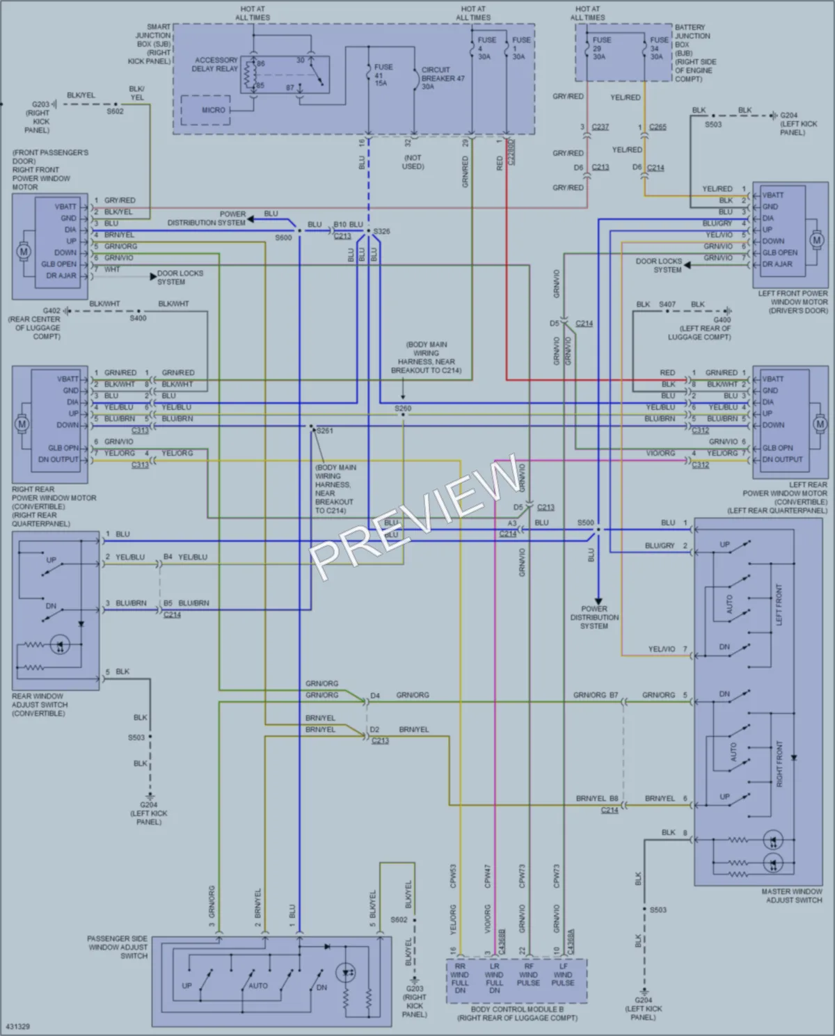 2014 Ford Mustang Power Windows wiring diagram preview