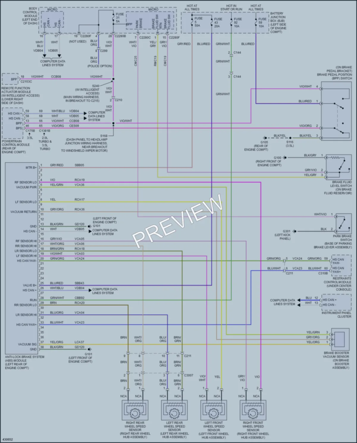 2014 Ford Taurus Anti Lock Brakes wiring diagram preview