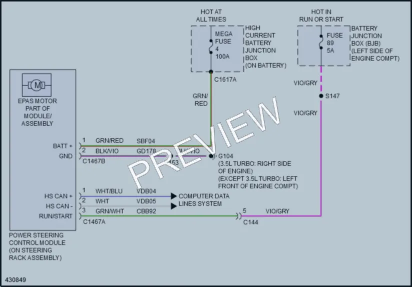 2014 Ford Taurus Electronic Power Steering wiring diagram preview
