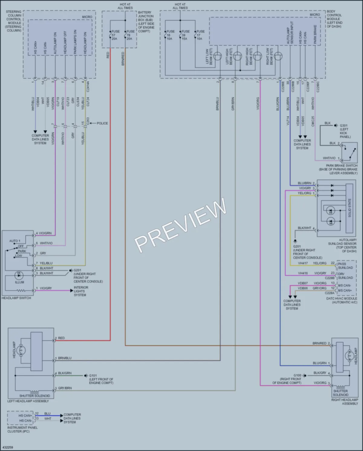 2014 Ford Taurus Headlights wiring diagram preview