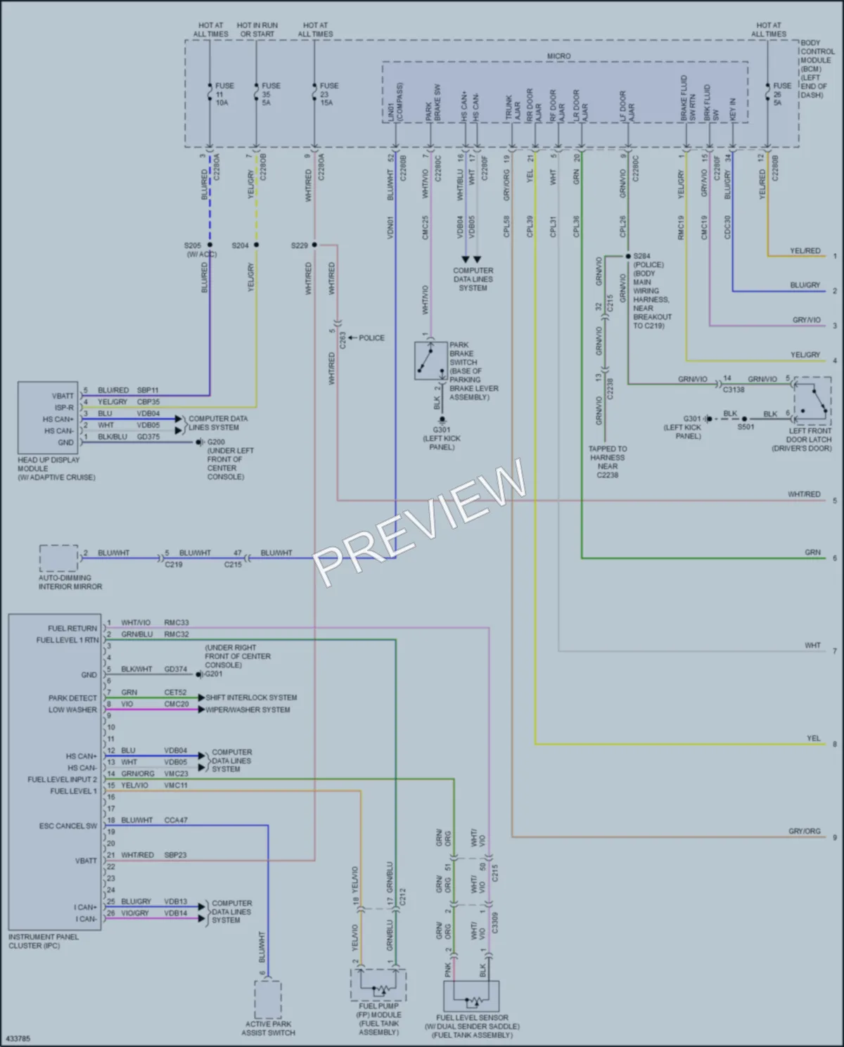 2014 Ford Taurus Instrument Cluster wiring diagram preview