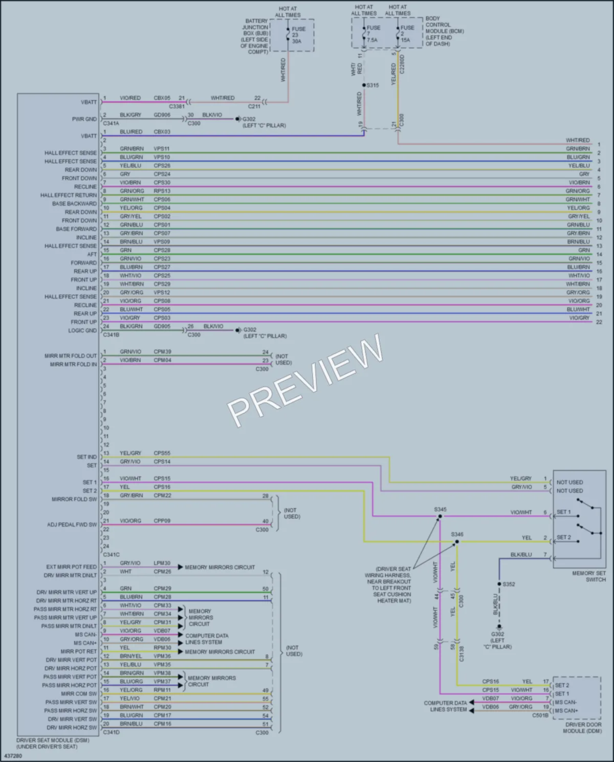 2014 Ford Taurus Memory Systems wiring diagram preview