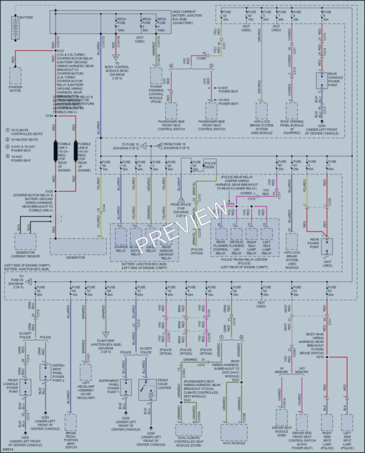 2014 Ford Taurus Power Distribution wiring diagram preview
