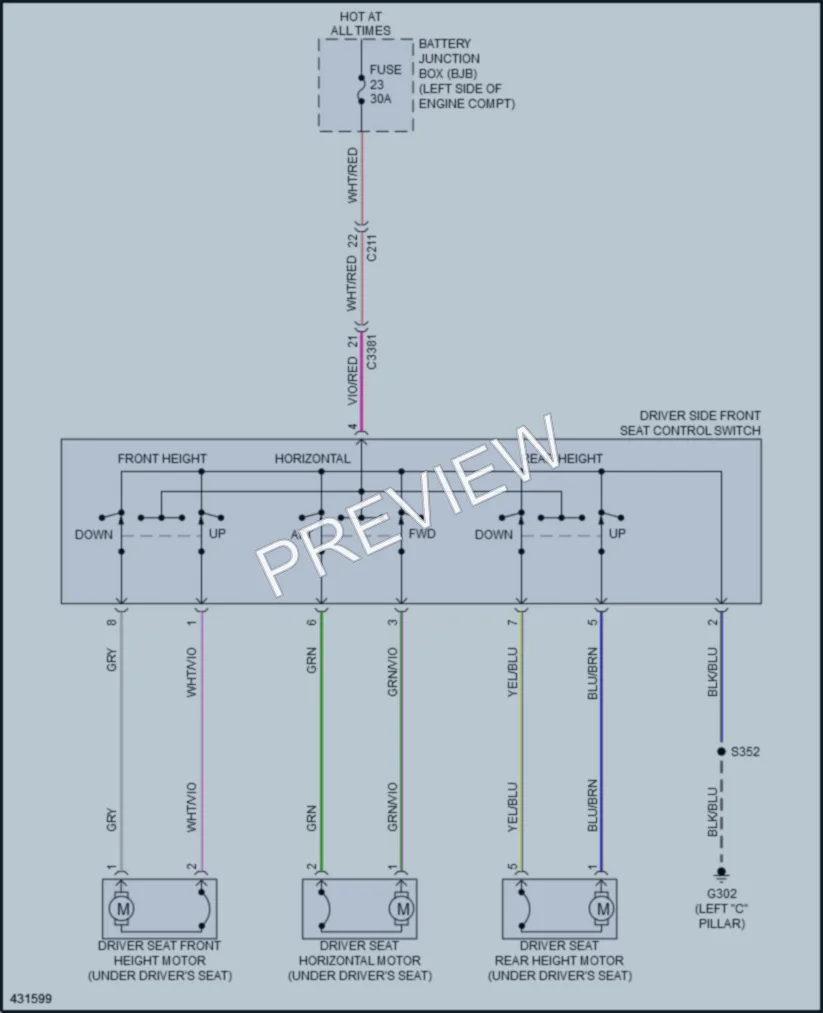 2014 Ford Taurus Power Seats wiring diagram preview