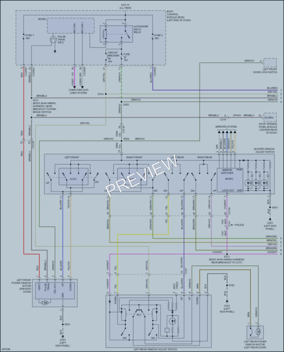 2014 Ford Taurus Power Windows wiring diagram preview