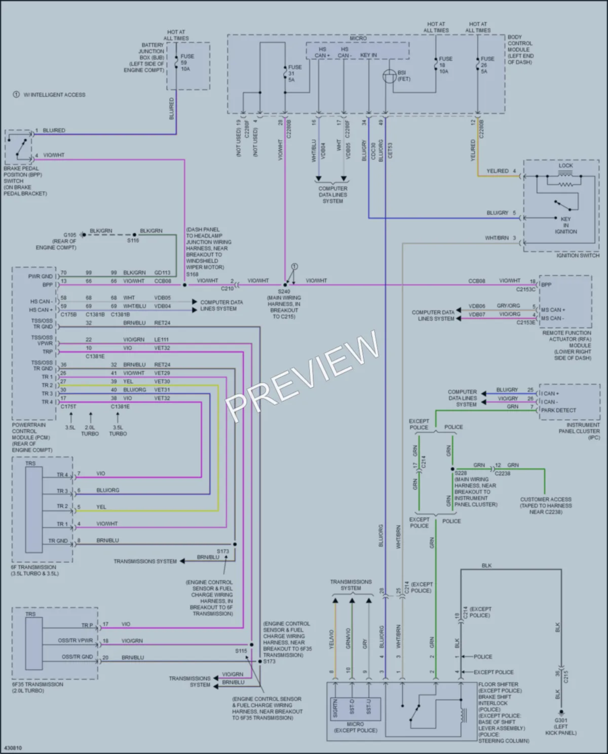 2014 Ford Taurus Shift Interlock wiring diagram preview