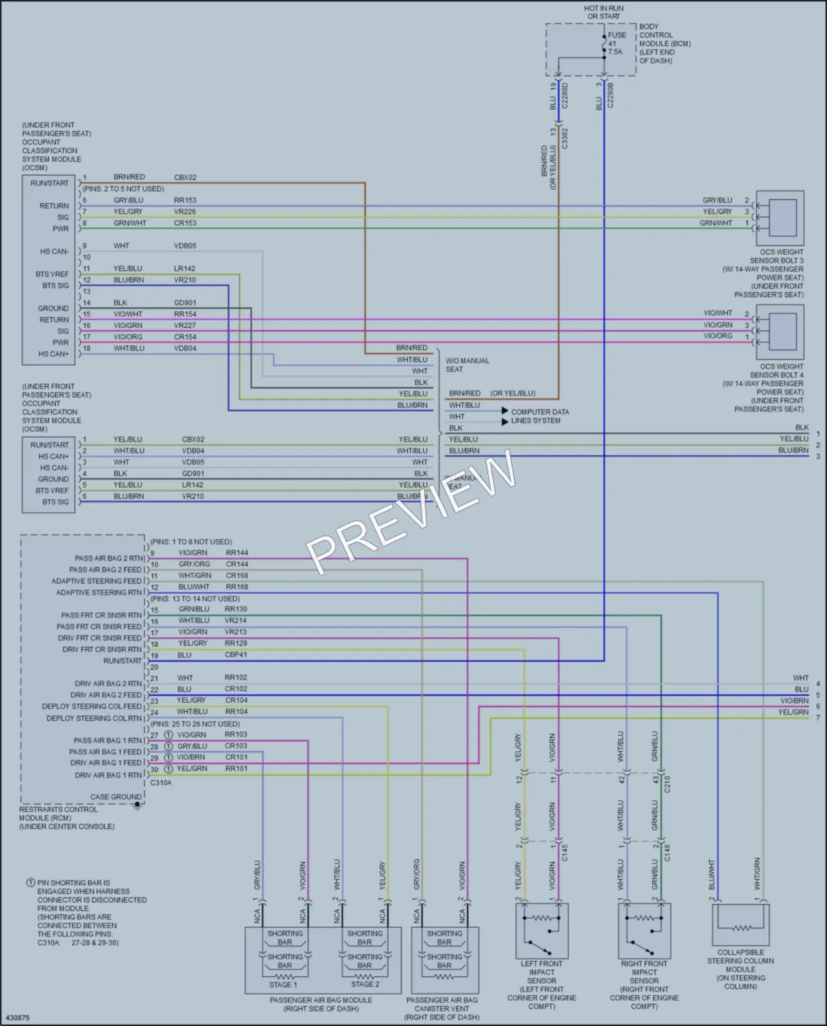 2014 Ford Taurus Supplemental Restraints wiring diagram preview