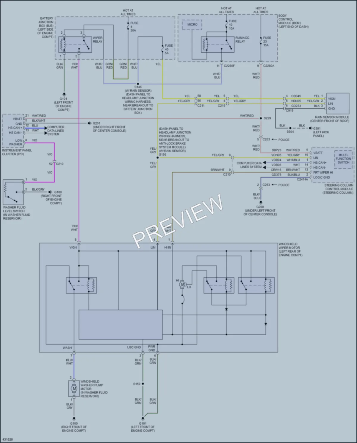 2014 Ford Taurus Wiper Washer wiring diagram preview