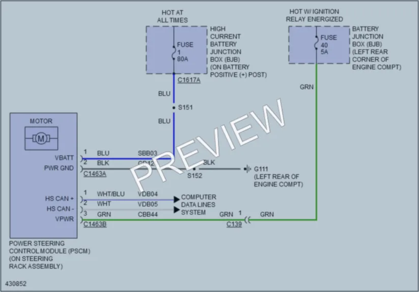 2014 Ford TransitConnect Electronic Power Steering wiring diagram preview
