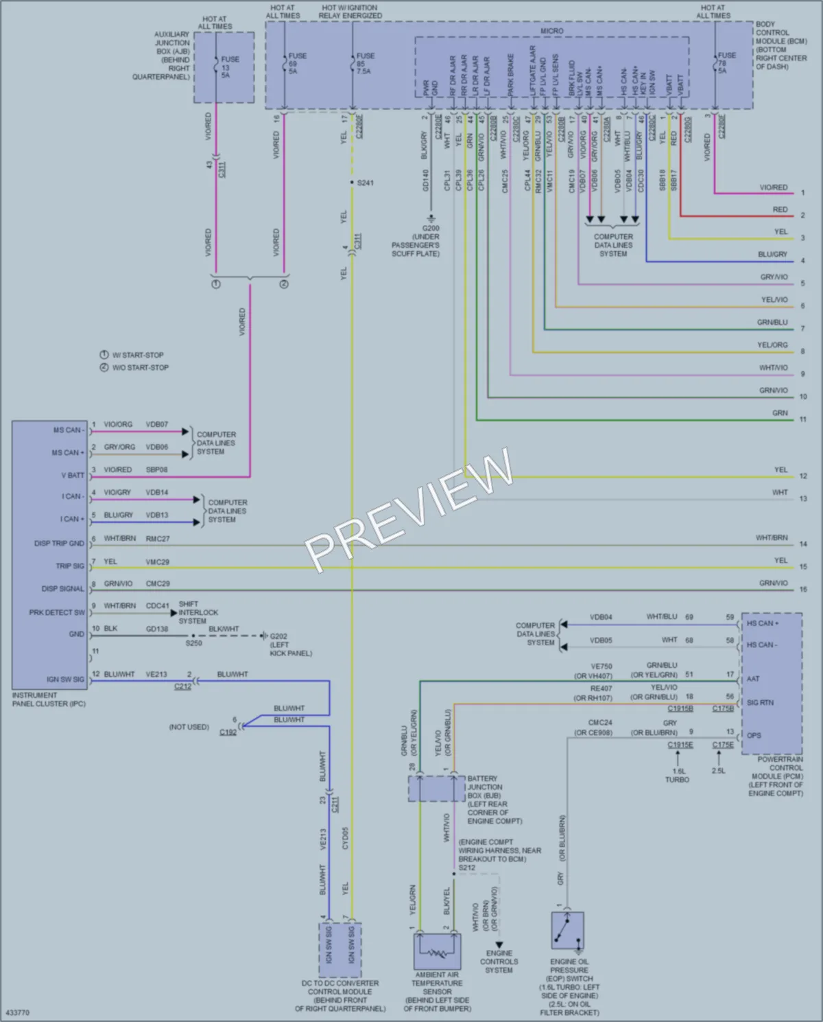2014 Ford TransitConnect Instrument Cluster wiring diagram preview