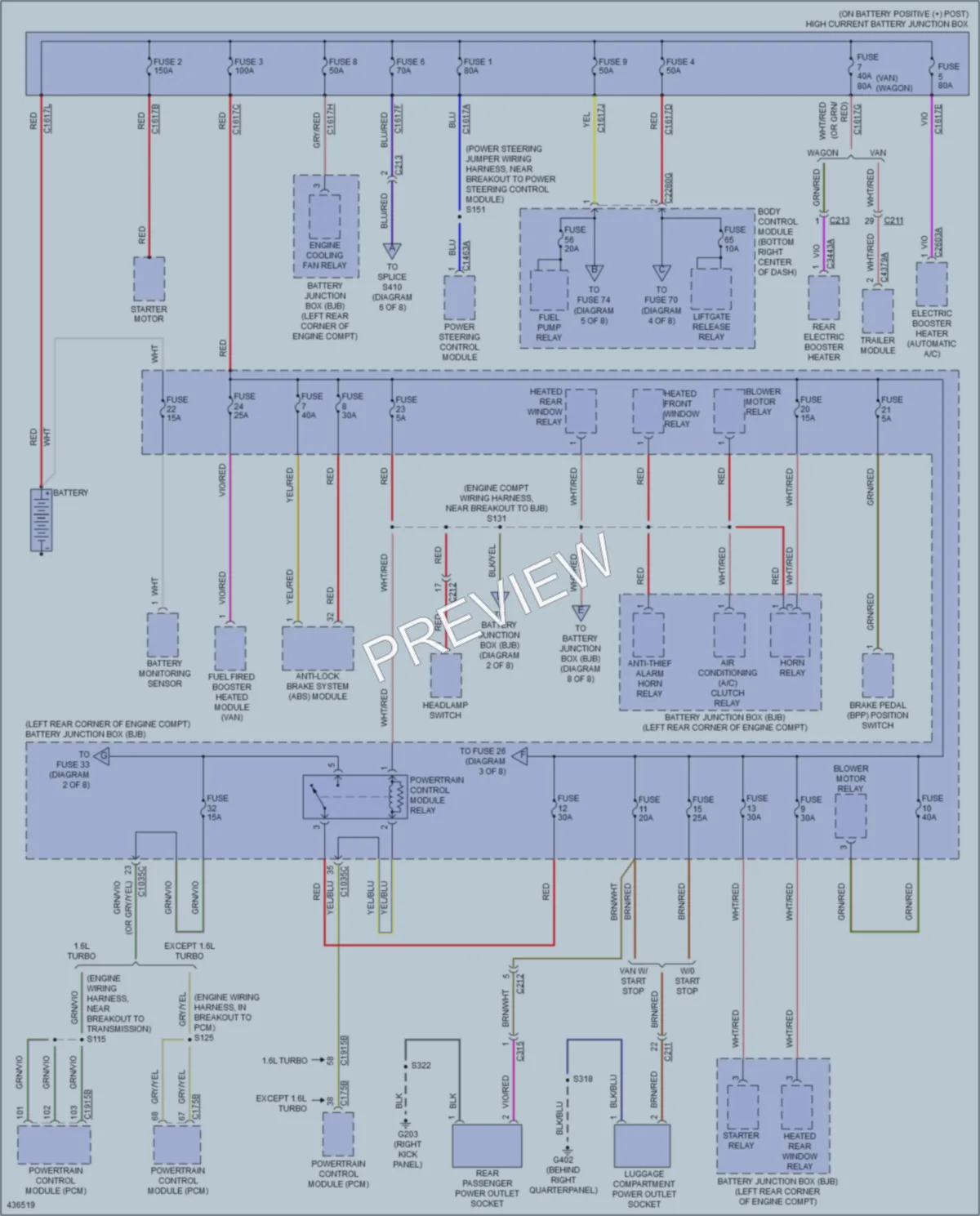2014 Ford TransitConnect Power Distribution wiring diagram preview