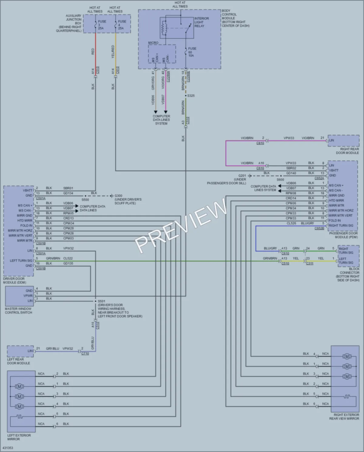 2014 Ford TransitConnect Power Mirrors wiring diagram preview