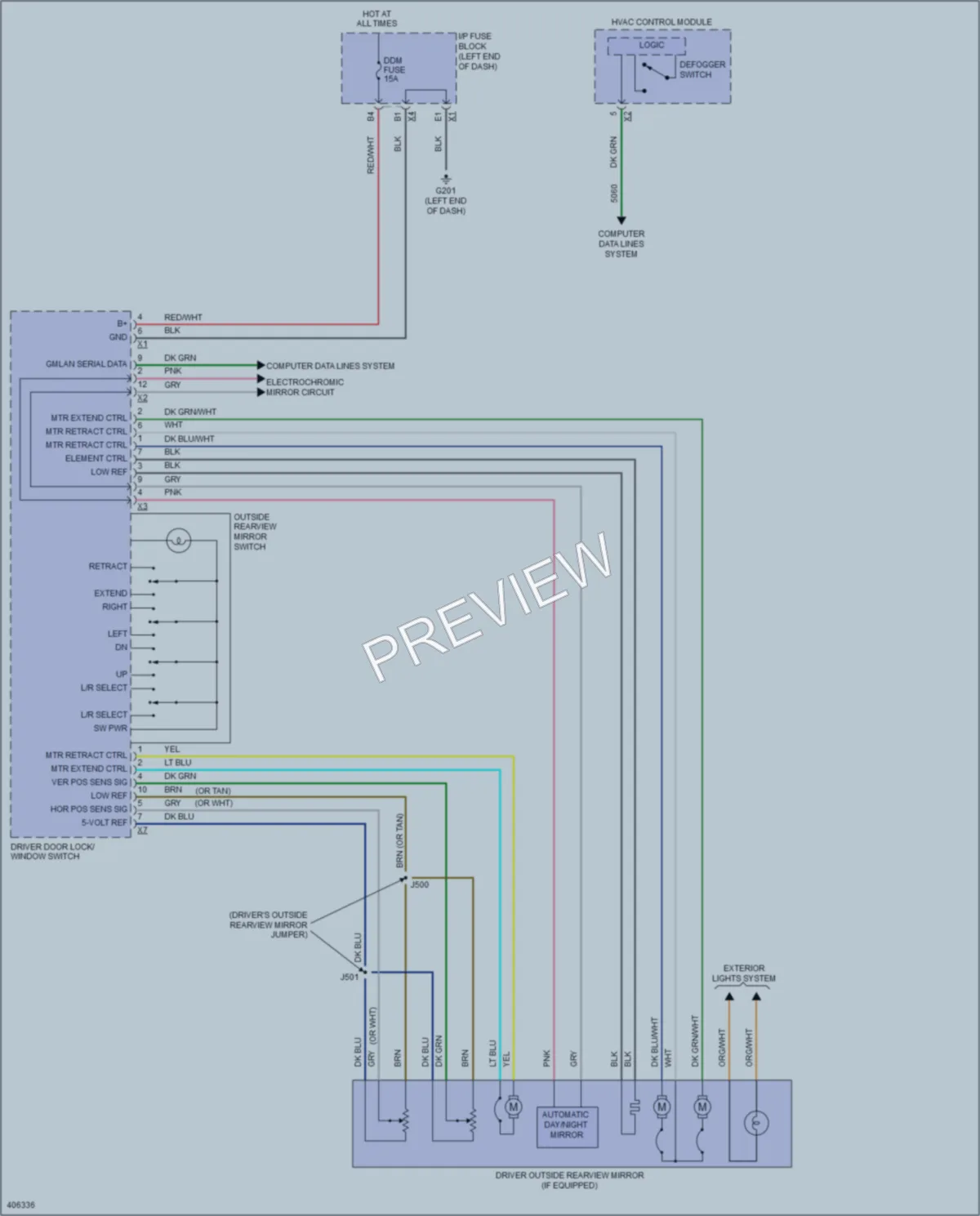 2014 GMC C1500YukonXL Power Mirrors wiring diagram preview