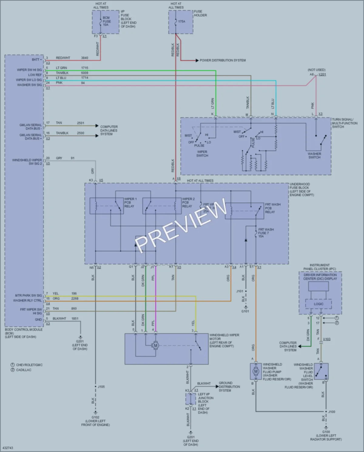 2014 GMC C1500YukonXL Wiper Washer wiring diagram preview