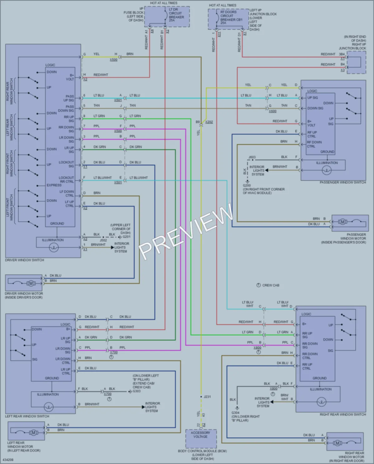 2014 GMC C3500HDPickupSierra Power Windows wiring diagram preview