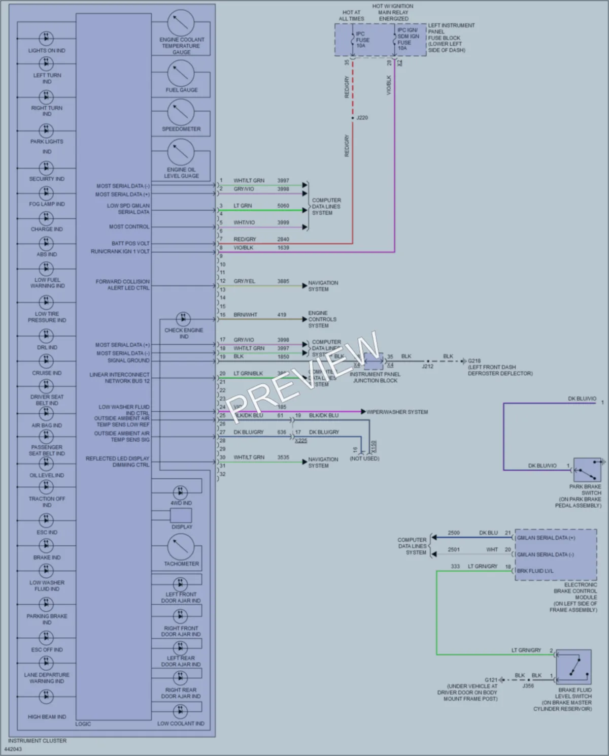 2014 GMC K1500PickupSierra Instrument Cluster wiring diagram preview