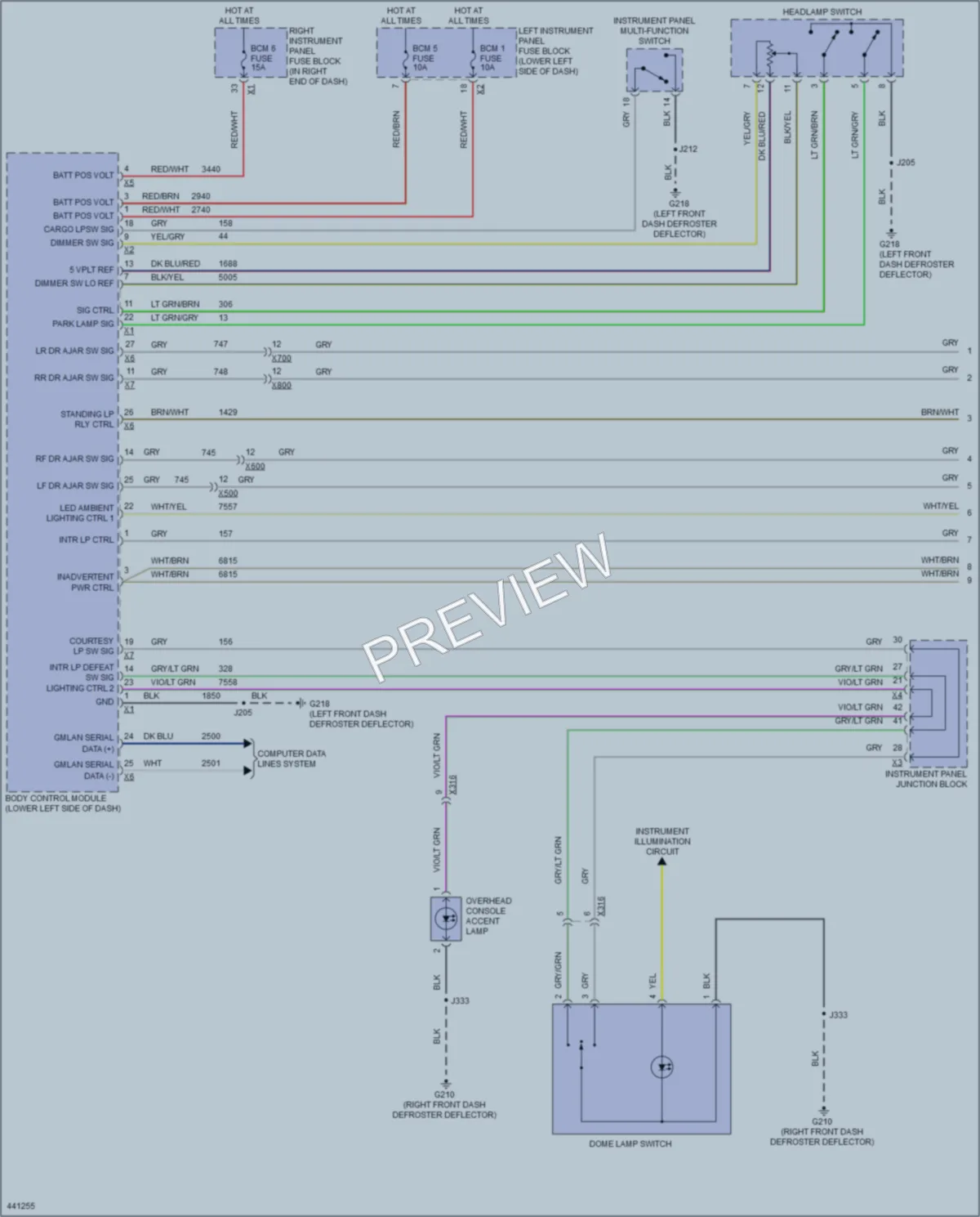 2014 GMC K1500PickupSierra Interior Lights wiring diagram preview