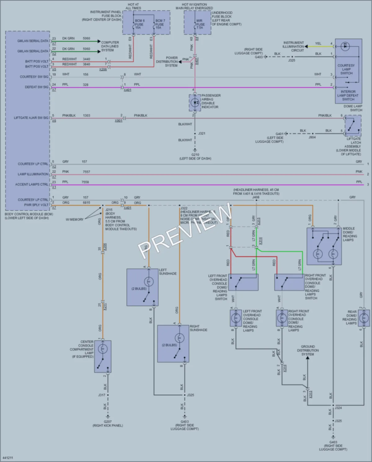 2014 GMC Terrain Interior Lights wiring diagram preview