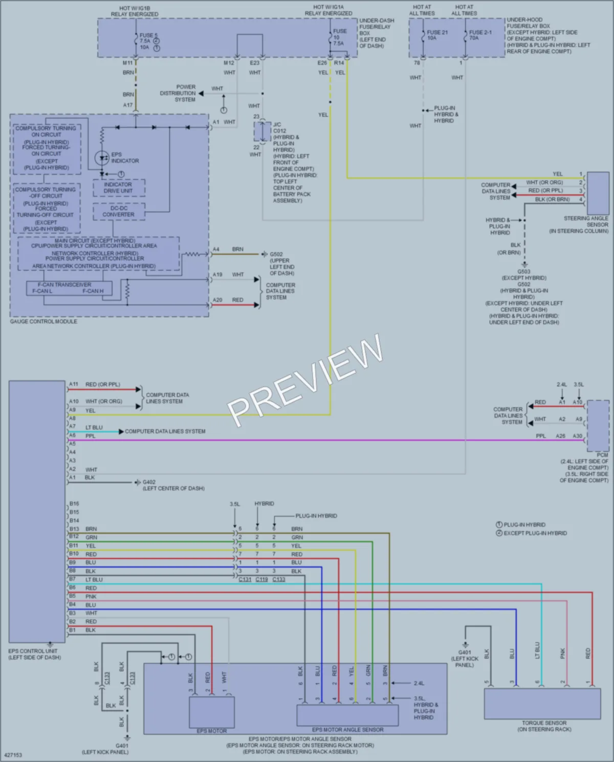 2014 Honda AccordHybrid Electronic Power Steering wiring diagram preview