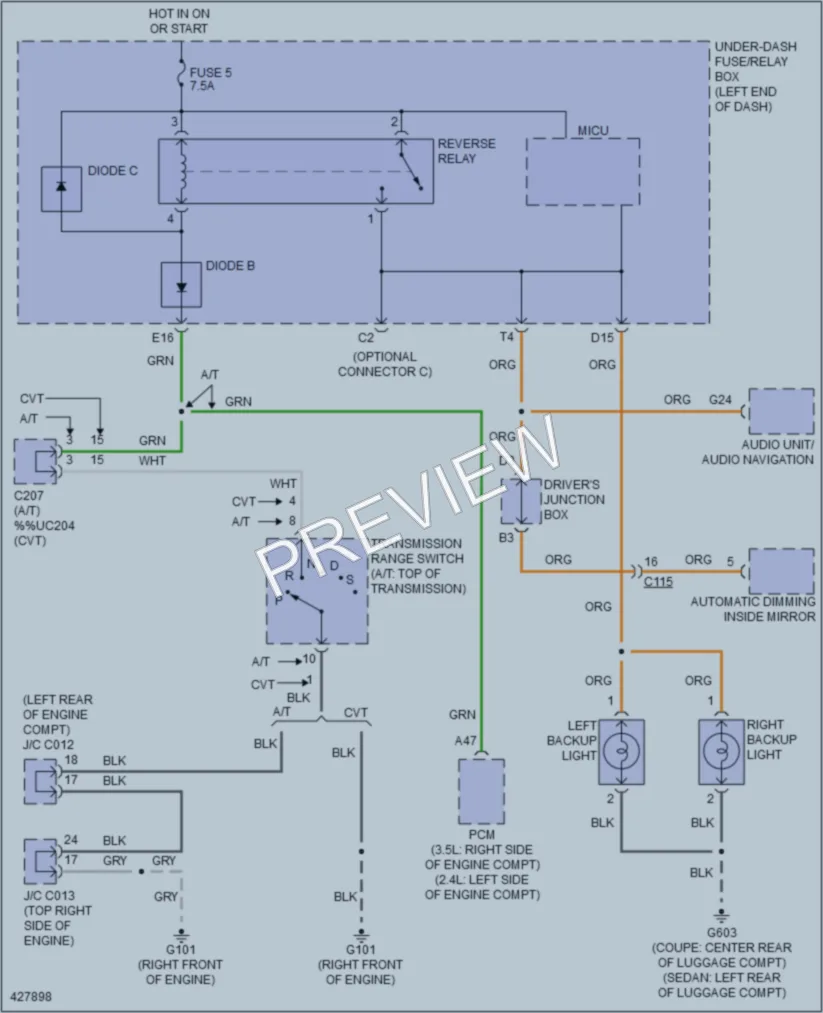2014 Honda AccordHybrid Exterior Lights wiring diagram preview