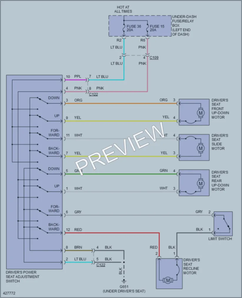 2014 Honda AccordHybrid Power Seats wiring diagram preview