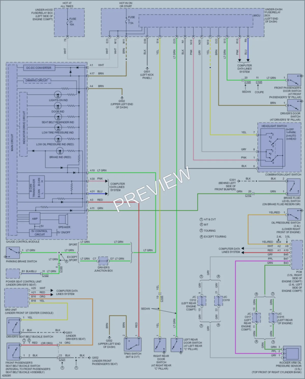 2014 Honda AccordHybrid Warning Systems wiring diagram preview