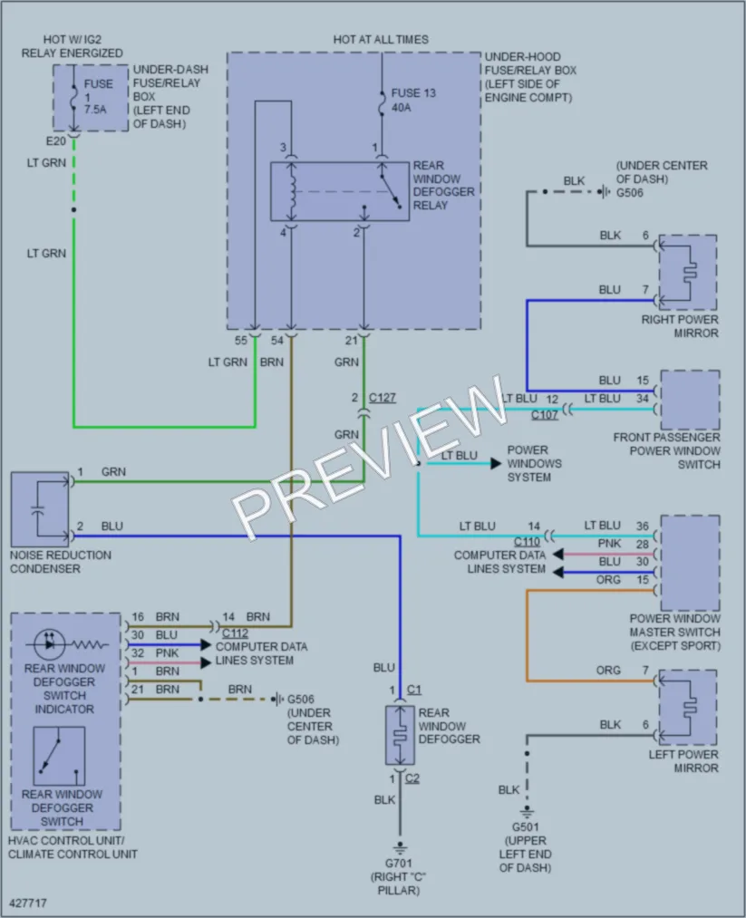 2014 Honda AccordPlugIn Defoggers wiring diagram preview