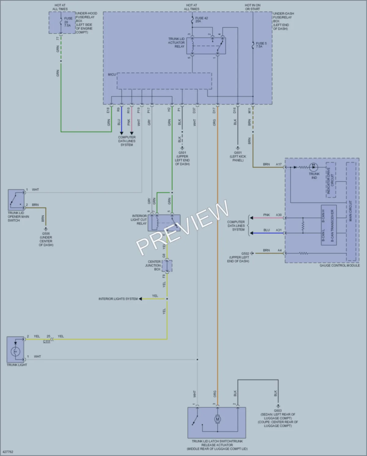 2014 Honda AccordPlugIn Trunk Tailgate Fuel Door wiring diagram preview