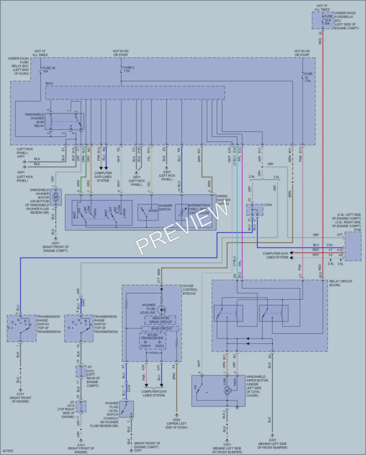 2014 Honda AccordPlugIn Wiper Washer wiring diagram preview