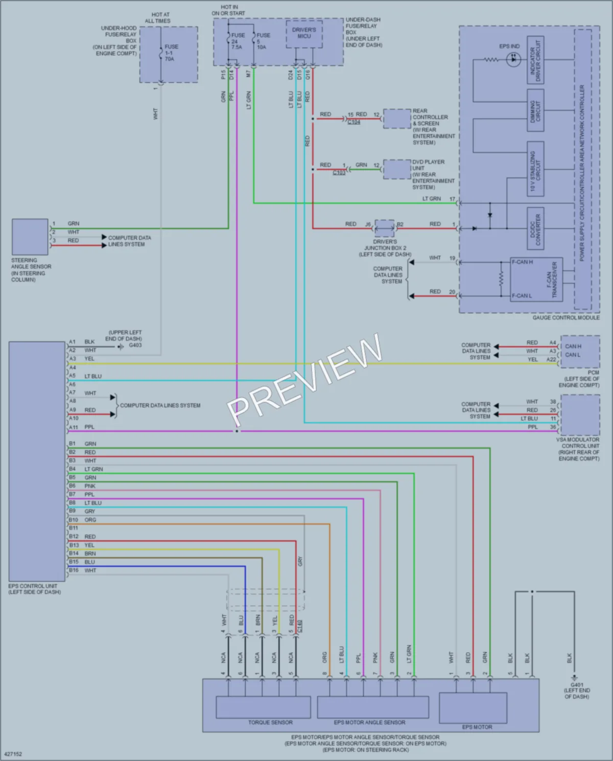 2014 Honda CRV Electronic Power Steering wiring diagram preview
